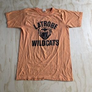 Vintage Latrobe High School Wildcats Shirt Mens Large Orange Active 50/50 Tee